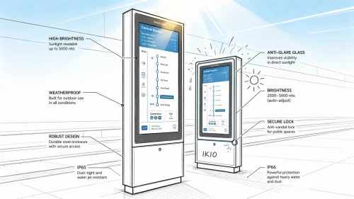 Outdoor totem — Transit shelter & hub display (IP66)